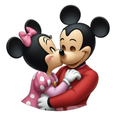 Mickey mouse kissing minnie sticker