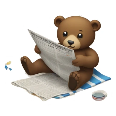 bear reading newspaper laying on the beach sticker