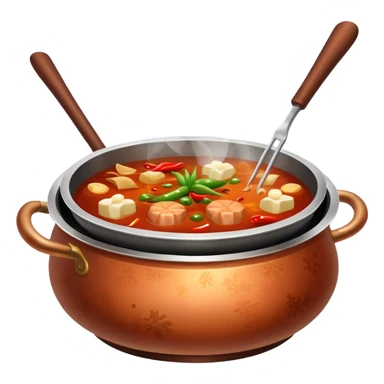 Old-style Sichuan hotpot with copper pot sticker