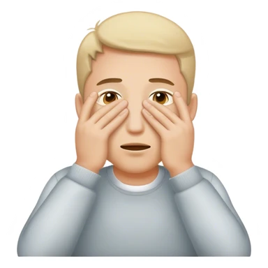 Shy man covering his eyes with his hands sticker