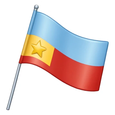 A horizontal flag with a light blue top (2/3 height), a white stripe (1/6), and a red stripe (1/6). Optional: three yellow stars in a downward triangle in the top-left corner. sticker