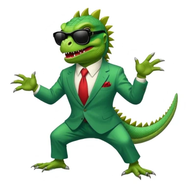 capitalist iguana banker godfather with black sunglasses breakdance scaring sticker