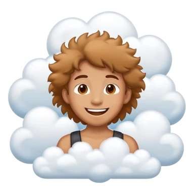 a happy face surrended by several clouds sticker