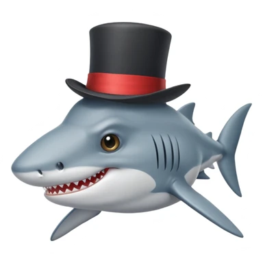 Sad frowning Shark with a top hat sticker