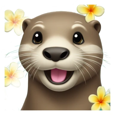 Otter with hawaian flower sticker