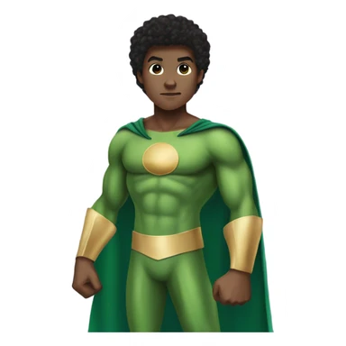 Afro Light-skinned shirtless standing teenager in the green superhero costume of Prince Namor. sticker