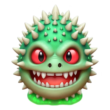 poisonous mushroom monster portrait, head and shoulders only, toxic green glow, scary grin, spiky mushroom head, 3D cartoon, mobile game icon style, clean background, no text, no watermark

 sticker