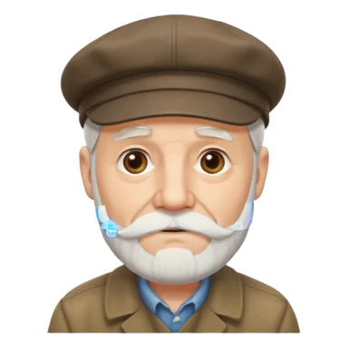 Old man white beard wearing a flat cap sticker