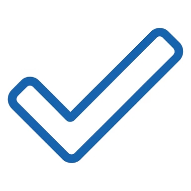 Change the checkmark to white while keeping the blue outline in a simple modern color outline style with no background. sticker