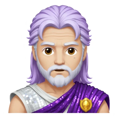 Jupiter Thunder God with long white hair, purple sequin toga sticker