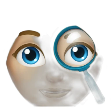 megan smolenyak with blue eyes and magnifying glass sticker