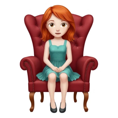 Naked red haired girl with freckles and large tits no clothes no bra no panties full body and a pussy sitting in a chair with legs spread sticker