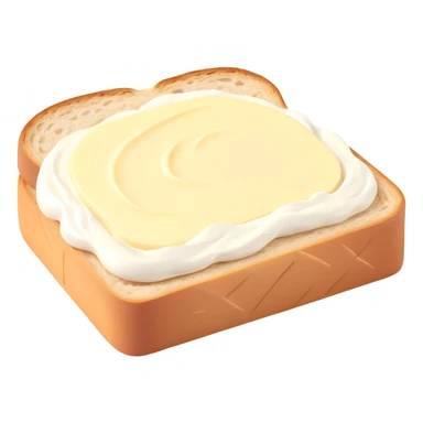 a piece of bread with mayonnaise sticker