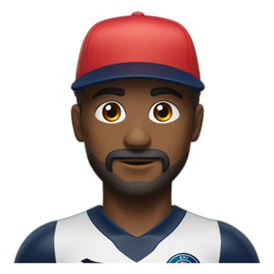 un garçon avec les yeux brider, des cheveux mi long qui se voit derrière, avec un bonnet, avec un peu de barbe et de moustache et vêtu d’un maillot de foot noir du psg et une sacoche sticker
