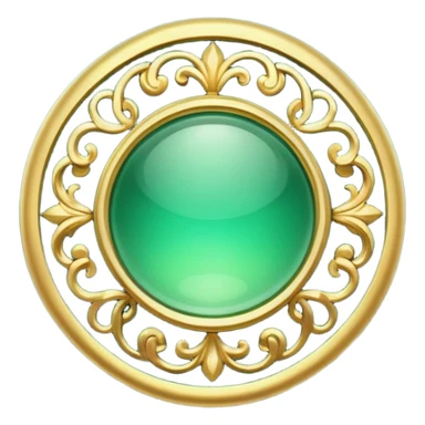 Jade and gold filigree style rounded icon button sticker