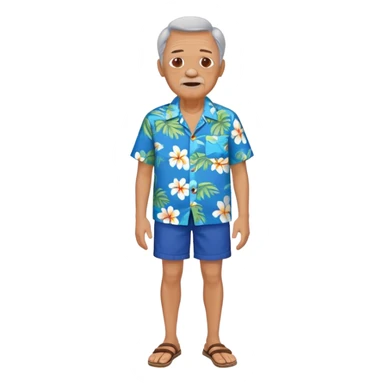 old man in blue  hawaiian shirt blue short full body sticker