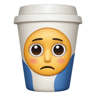 Create an emoji of a coffee cup ☕ with dark circles under its eyes, looking more tired than the drinker. sticker