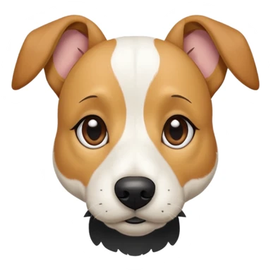 a full body facing front on of a buff white beagle cross jack russell terrier looking dog the size of a kelpie with light brown long ears resting on its face and a light brown patch above one eye and a large snout. the rest of the dog is completely white.  sticker