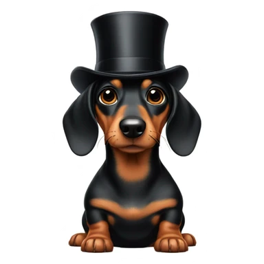 Weiner dog with a top hat sticker