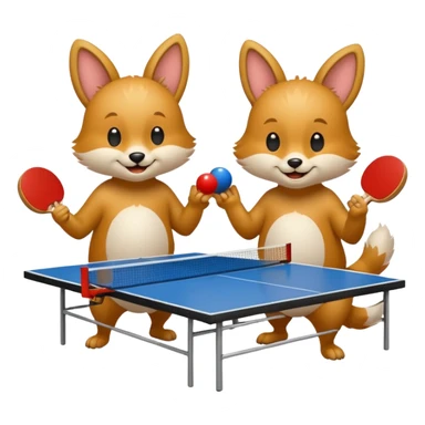 deux animaux qui jouent au ping pong sticker