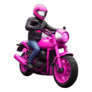 Homme sur moto rose fluo sticker