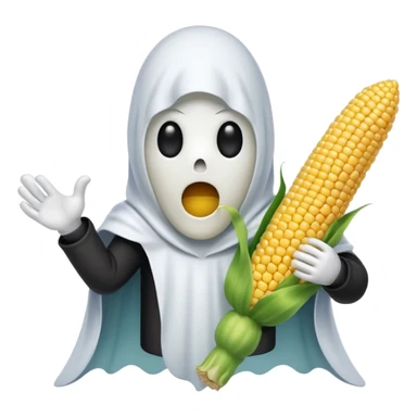 Corn on cob wearing ghost costume  sticker
