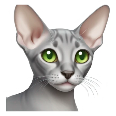 a grey oriental shorthair cat with green eyes sticker