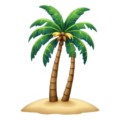 a picture of a palm tree and stars and moon in the sky and ocean during the night sticker