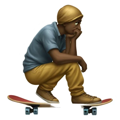 antique the Thinker on skateboard sticker