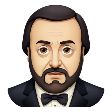 Cinematic Realistic Luciano Pavarotti Portrait Emoji, depicted as a charismatic operatic tenor with expressive eyes and commanding stage presence, rendered with rich elegant textures and warm theatrical lighting that captures his timeless vocal brilliance. sticker