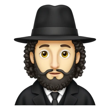 Stereotypical Hasidic Jewish Rabbi, with curly hair on the sides and long nose, yellow skin sticker