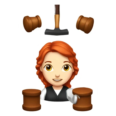 Red hair judge girl with hammer sticker