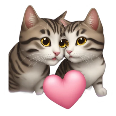 Cats kiss heart sticker