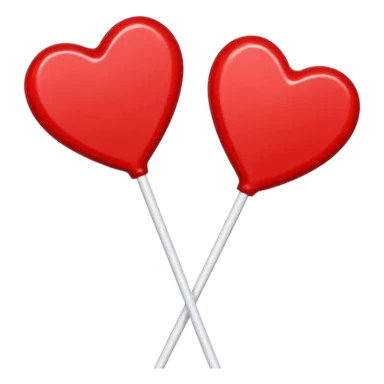 2 Christmas red heart-shaped lollipops with white "S" logo sticker