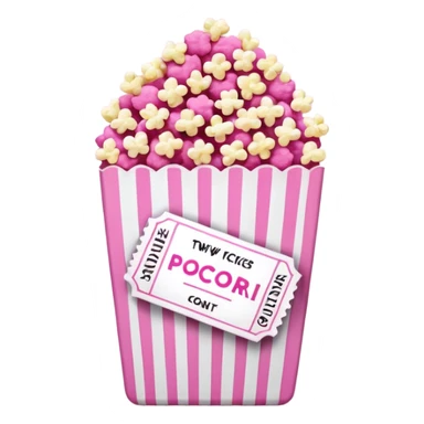 pink popcorn with 2 movie tickets sticker