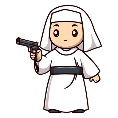 stylish nun holding a gun sticker