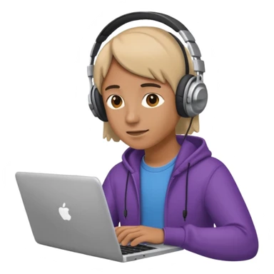 laptop ile çalışan kulaklık tana biri sticker