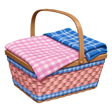 Pink picnic basket with blue blanket sticker