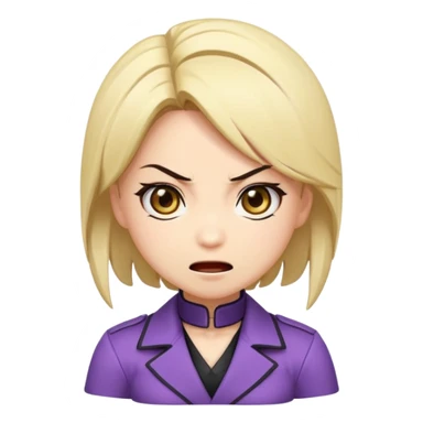 Chibi anime emoji of Nina Williams (Tekken), super-deformed proportions, big expressive eyes, minimal details, bold outlines, flat colors, cute facial expressions (smile, surprised, angry), sticker emoji style, clean background, wholesome and safe sticker