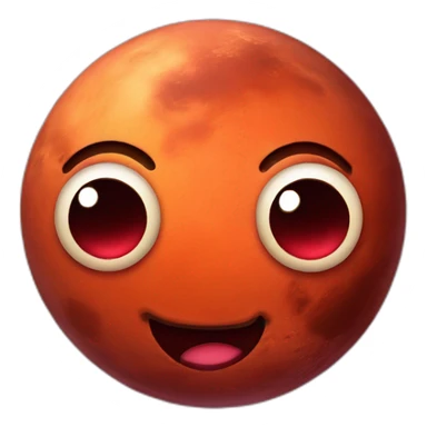 planet mars with a cartoon smiling face with heart-eyes sticker