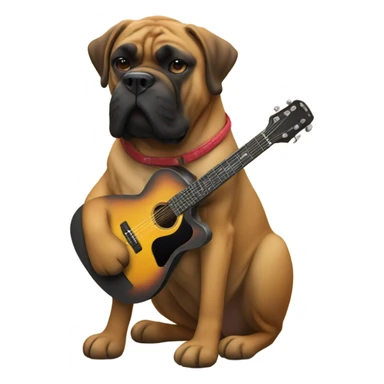 bullmastiff playing guitar sticker