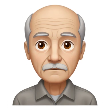 Elderly thin Puerto Rican man with light complexion. Narrow face with pronounced bone structure. Deep-set brown eyes, bushy eyebrows. Short brown hair, balding at front. Messy brown beard with gray streaks. Serious expression with age lines. Wearing a dark collared shirt that appears loose. sticker