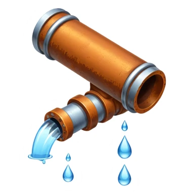 sewer steel pipe with leaking water  sticker