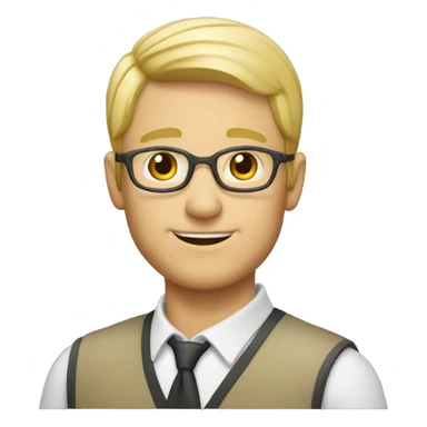 old blond short hair male teacher sticker