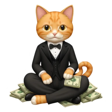 cat mafia corleone sitting on money sticker