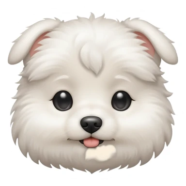 a white cute baby dog with a small gray stain on one eye sticker