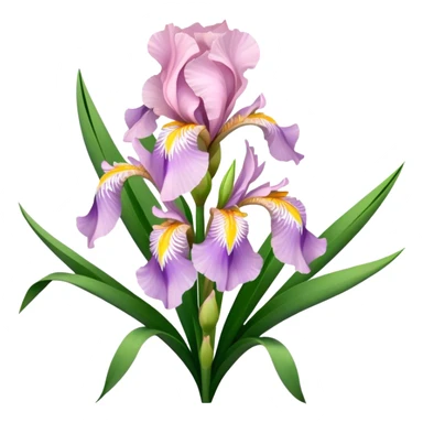 big bouquet Soft Pink Iris, luxuriant, leaf, bud sticker