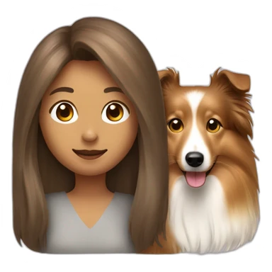 sheltie and yong woman with light-broun hair sticker
