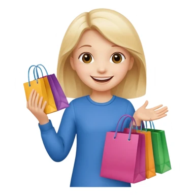 A little girl (he usually calls her baby), who is obsessed with shopping and luxury brands and holds a dozen of bags sticker