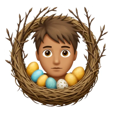 Man who has a Birds Nest for hair sticker